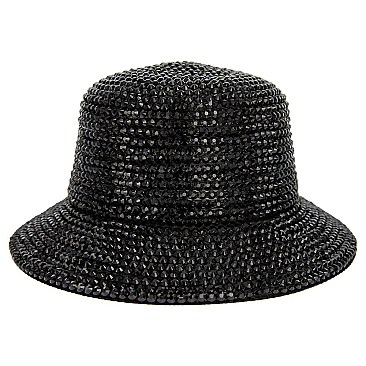 CHROME RHINESTONE STUDDED BUCKET HAT