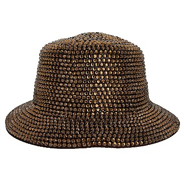 CHROME RHINESTONE STUDDED BUCKET HAT