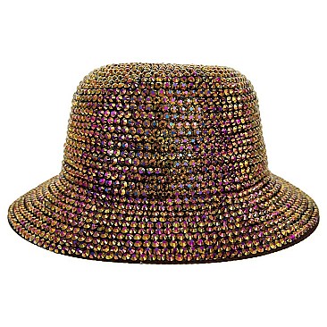 CHROME RHINESTONE STUDDED BUCKET HAT