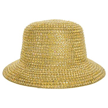 CHROME RHINESTONE STUDDED BUCKET HAT