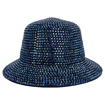 CHROME RHINESTONE STUDDED BUCKET HAT