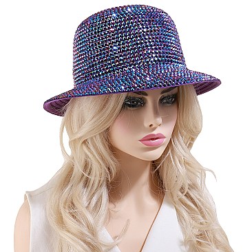 CHROME RHINESTONE STUDDED BUCKET HAT