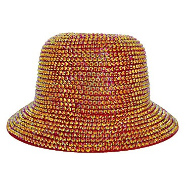 CHROME RHINESTONE STUDDED BUCKET HAT