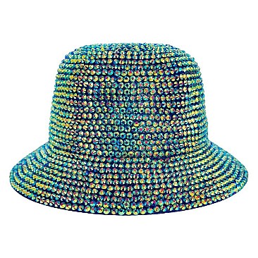 CHROME RHINESTONE STUDDED BUCKET HAT