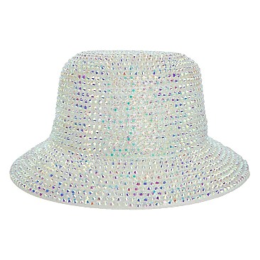 CHROME RHINESTONE STUDDED BUCKET HAT