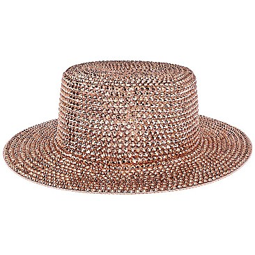 CHROME RHINESTONE FLAT TOP HAT