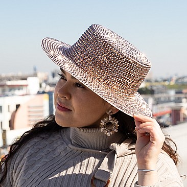 CHROME RHINESTONE FLAT TOP HAT