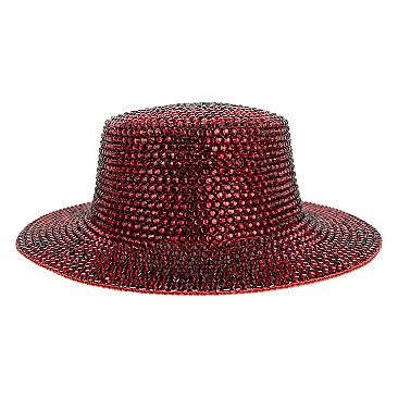 CHROME RHINESTONE FLAT TOP HAT