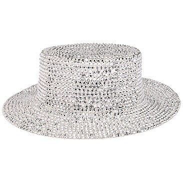 CHROME RHINESTONE FLAT TOP HAT