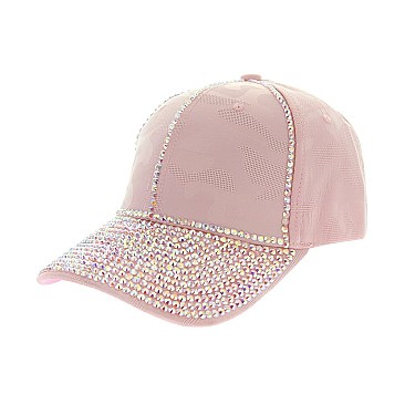 RHINESTONE BRIM CAMO BASEBALL CAP