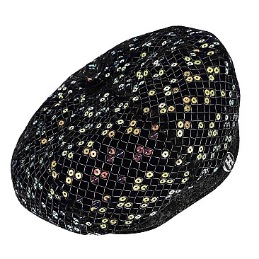 Stylish Velvet Padded Winter Beret With Sequin