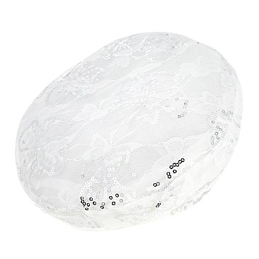 Fashion Lace French Beret With Sequin Butterfly