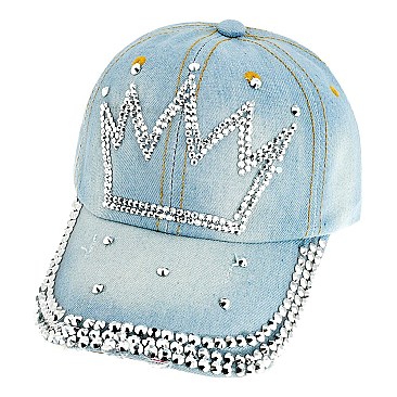 Crystal Crown Denim Cap