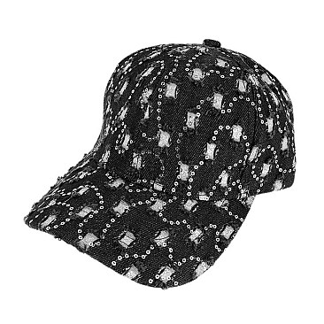 LOVELY GLITTER AND SEQUIN FASHION BASEBALL CAP