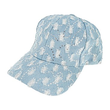 LOVELY GLITTER AND SEQUIN FASHION BASEBALL CAP