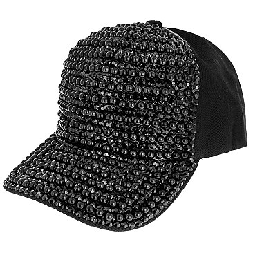 LUXURY RHINESTONES AND PEARLS HIP HOP BASEBALL CAP