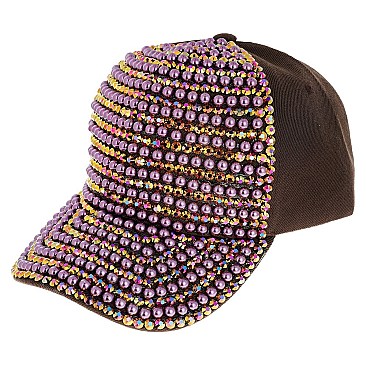 LUXURY RHINESTONES AND PEARLS HIP HOP BASEBALL CAP