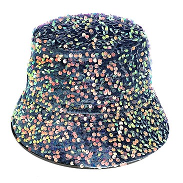 TRENDY GLITTER SEQUIN SPARKLE BUCKET HAT