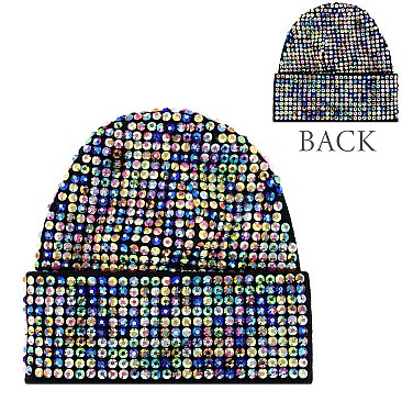 Trendy Fully Rhinestone Covered  Fashion Women Knitted Beanie