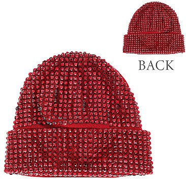 Trendy Fully Rhinestone Covered  Fashion Women Knitted Beanie