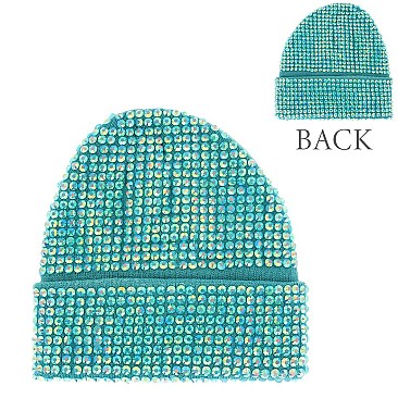 Trendy Fully Rhinestone Covered  Fashion Women Knitted Beanie