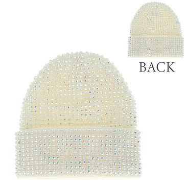 Trendy Fully Rhinestone Covered  Fashion Women Knitted Beanie