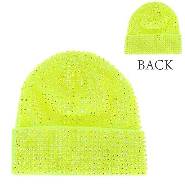 Trendy Fully Rhinestone Covered  Fashion Women Knitted Beanie
