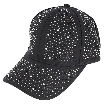 STYLISH RHINESTONE STUDDED COTTON BASEBALL CAP