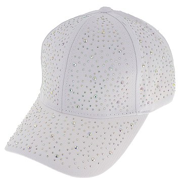 STYLISH RHINESTONE STUDDED COTTON BASEBALL CAP