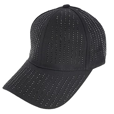 TRENDY RHINESTONE STUDDED COTTON BASEBALL CAP