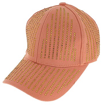 TRENDY RHINESTONE STUDDED COTTON BASEBALL CAP