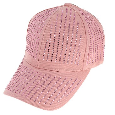 TRENDY RHINESTONE STUDDED COTTON BASEBALL CAP