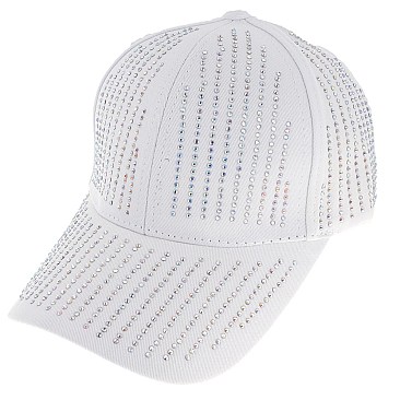 TRENDY RHINESTONE STUDDED COTTON BASEBALL CAP