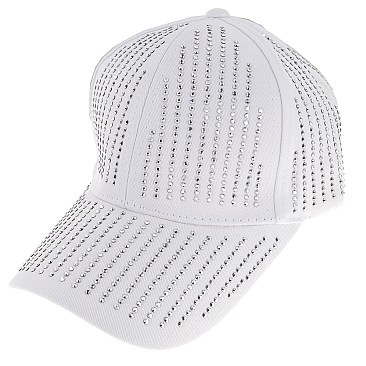 TRENDY RHINESTONE STUDDED COTTON BASEBALL CAP