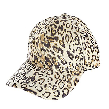 METALIC LEOPARD PRINT FANCY FASHION CAP