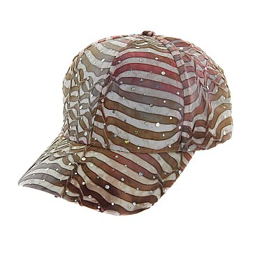 Trendy Stripped Sparkly Cap MEZ584