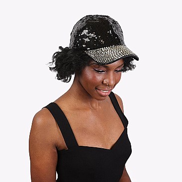 Sequin and Rhinestones Fashion Cap