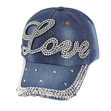 Cursive "Love" Stoned Fashion Baseball Cap