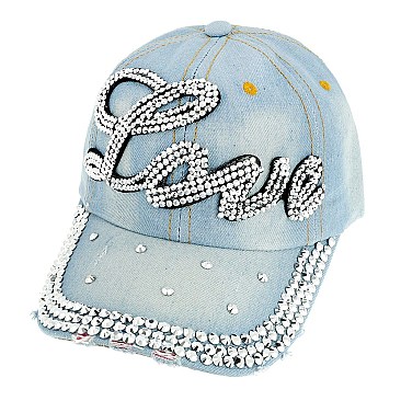 Cursive "Love" Stoned Fashion Baseball Cap