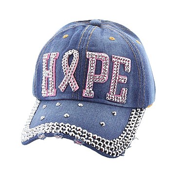 "Pink Ribbon" Awareness "Hope" Symbol Fashion Denim Cap