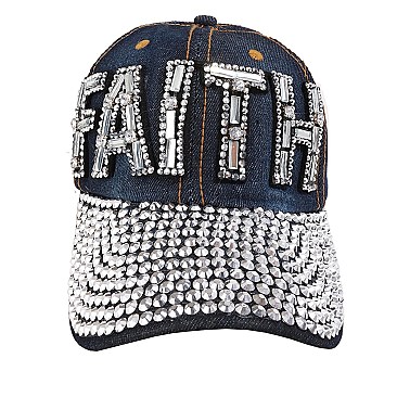 "FAITH"  Full Stoned Bill Denim Cap