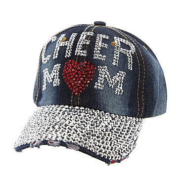 CHEER MOM Denim Stone  Baseball Cap