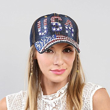 USA Flag Rhinestone cap