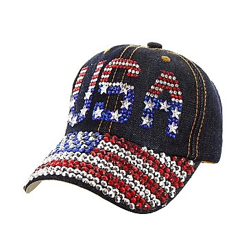 USA Flag Rhinestone cap