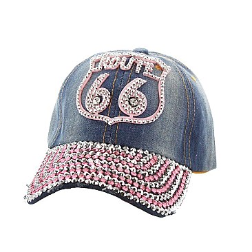 "ROUTE 66" Rhinestone Cap MEZ726