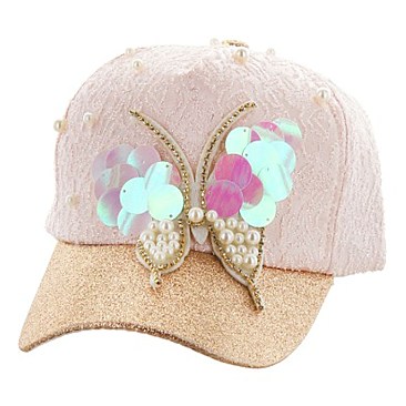 Butterfly Charm Shiny w/ Pearls Fashion Cap MEZ853