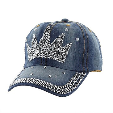 Denim "Crown Symbol" studded Cap