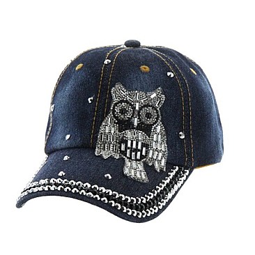 FASHION OWL STONE DENIM CAP