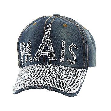 "PARIS" Rhinestone Cap MEZ884