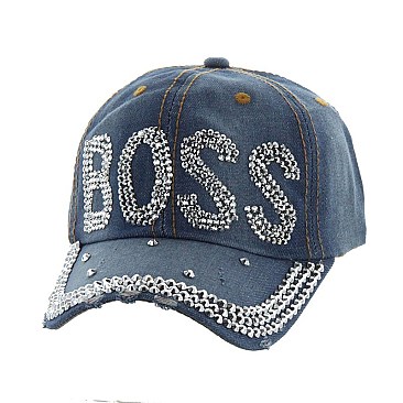 Blue Denim studded Cap "BOSS" MEZHTC885